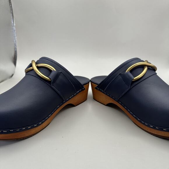 M.GEMI Miriam Clogs Mules Womens Size US 6/EU 36 Navy Calf Leather Made in Italy - Picture 5 of 8